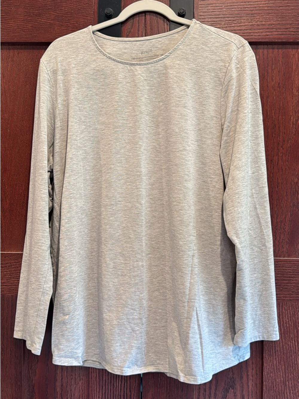 J Jill Pima Cotton Women's Long-Sleeve Crewneck Top - Light Gray